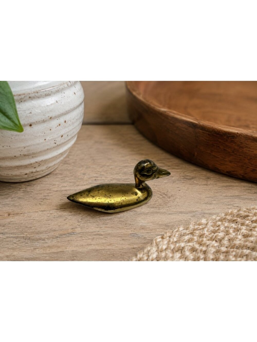 Vintage Solid Brass Mini Duck MCM Mid Century Modern Figurine Minimalist Decor